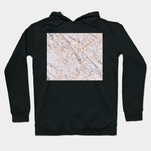 Rose gold diamond confetti on marble Hoodie by marbleco